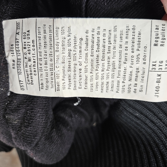 VTG Carhartt Jacket‎ Mens 3XL J140 BLK UFCW Union Quilted Flannel Lined USA Made - Picture 8 of 10